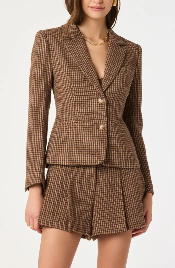 Check Pleated Wool Blend Shorts | Nordstrom