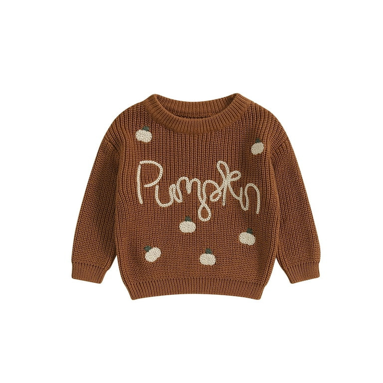 Licupiee Toddler Baby Girls Boy Halloween Knit Sweater Long Sleeve Pumpkin Print Round Neck Pullo... | Walmart (US)