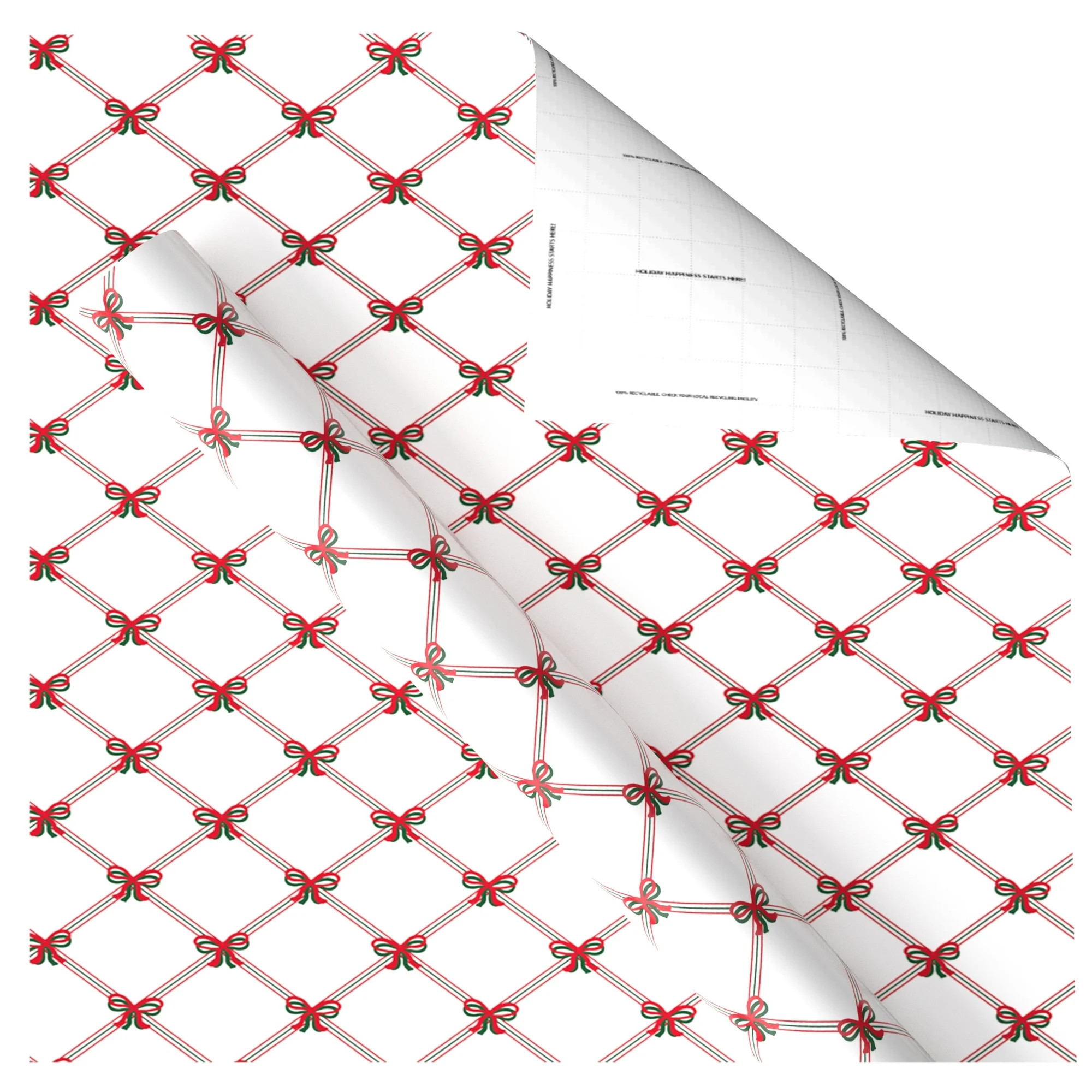 Red and Green Bows Christmas Wrapping Paper, 120 sq ft, by Holiday Time | Walmart (US)