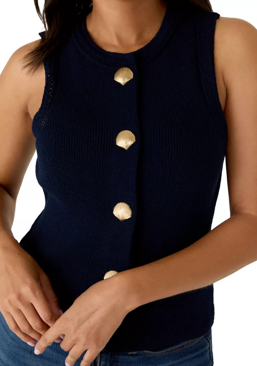 Women's Button Front Crew Neck Sweater Vest | Belk