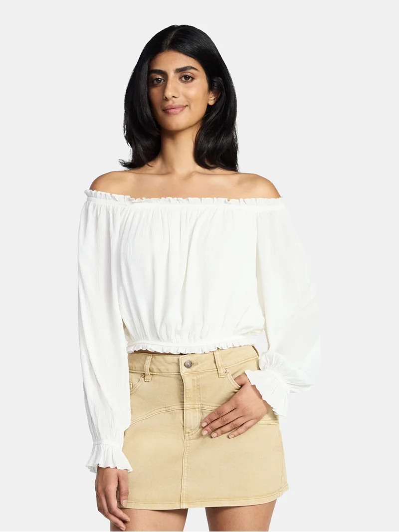 Madden NYC Women's Peasant Top with Long Sleeves, Sizes XXS-XXL | Walmart (US)