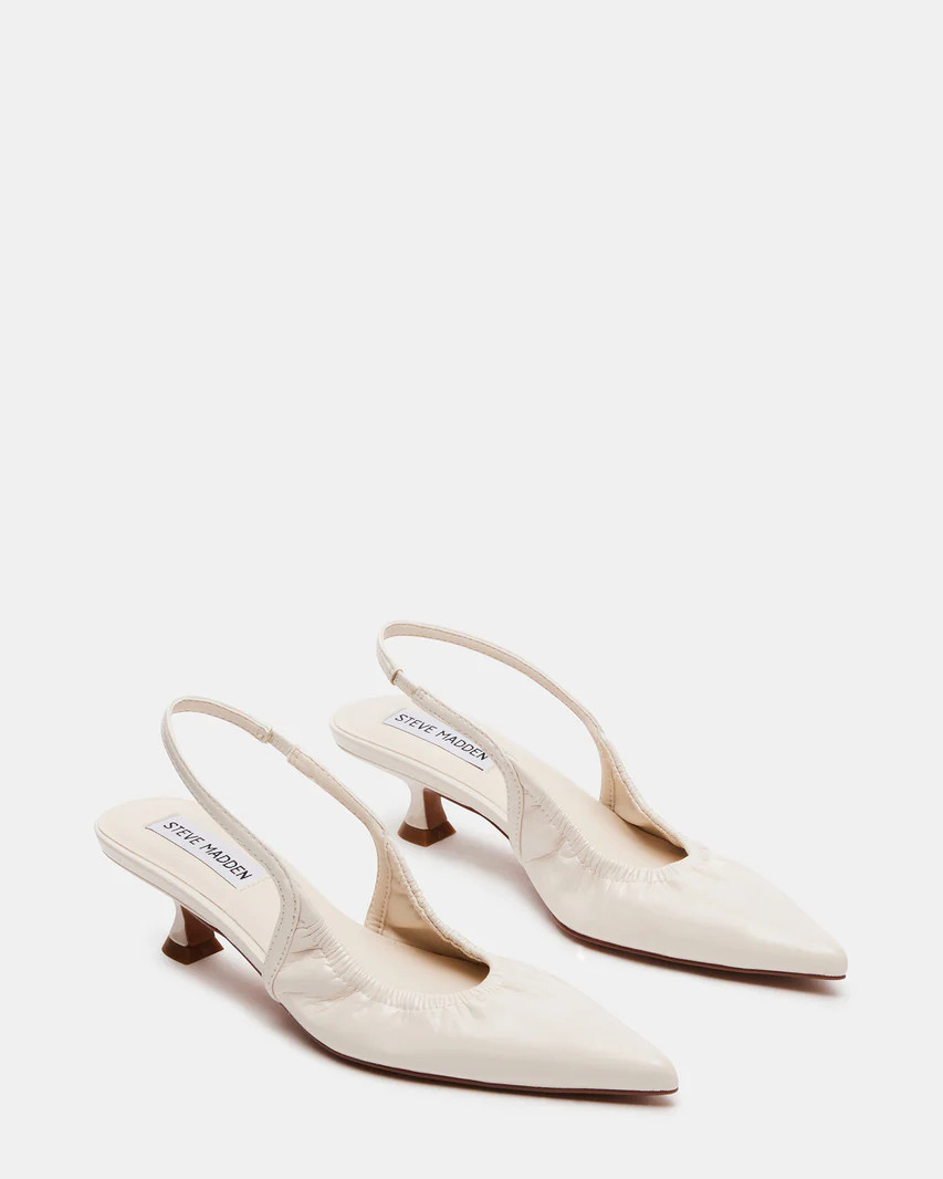 GRACEY Bone Ruched Slingback Kitten Heel | Women's Heels | Steve Madden (US)
