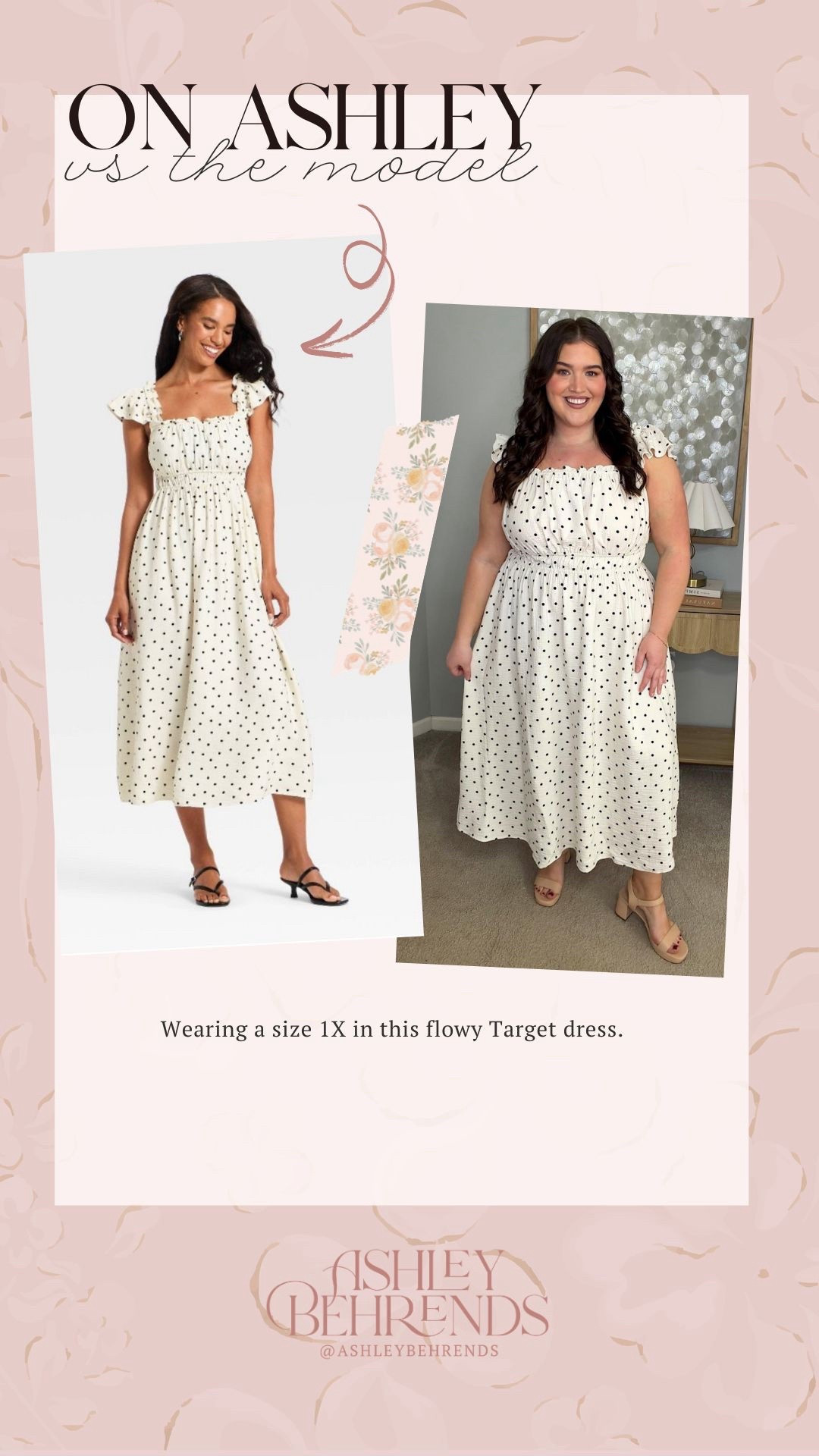 This flowy polka dot dress is so cute online and I can confirm it is as good as in person. I love the smocked bodice and the length. These little cap sleeves are absolutely adorable and this fits TTS. I’m wearing a size 1X. 
Polka dot dress, spring dress 

#LTKPlusSize #LTKSeasonal