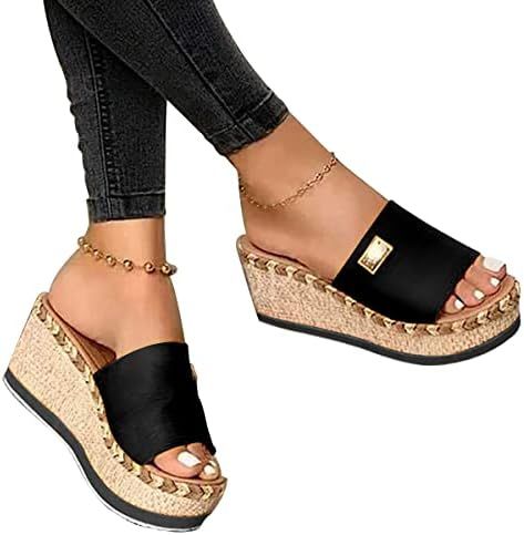 EADINVE Women's Sandals Casual Summer Wedge Peep Toe High Heel Platform Mules Flat Shoes Non-Slip Sa | Amazon (US)