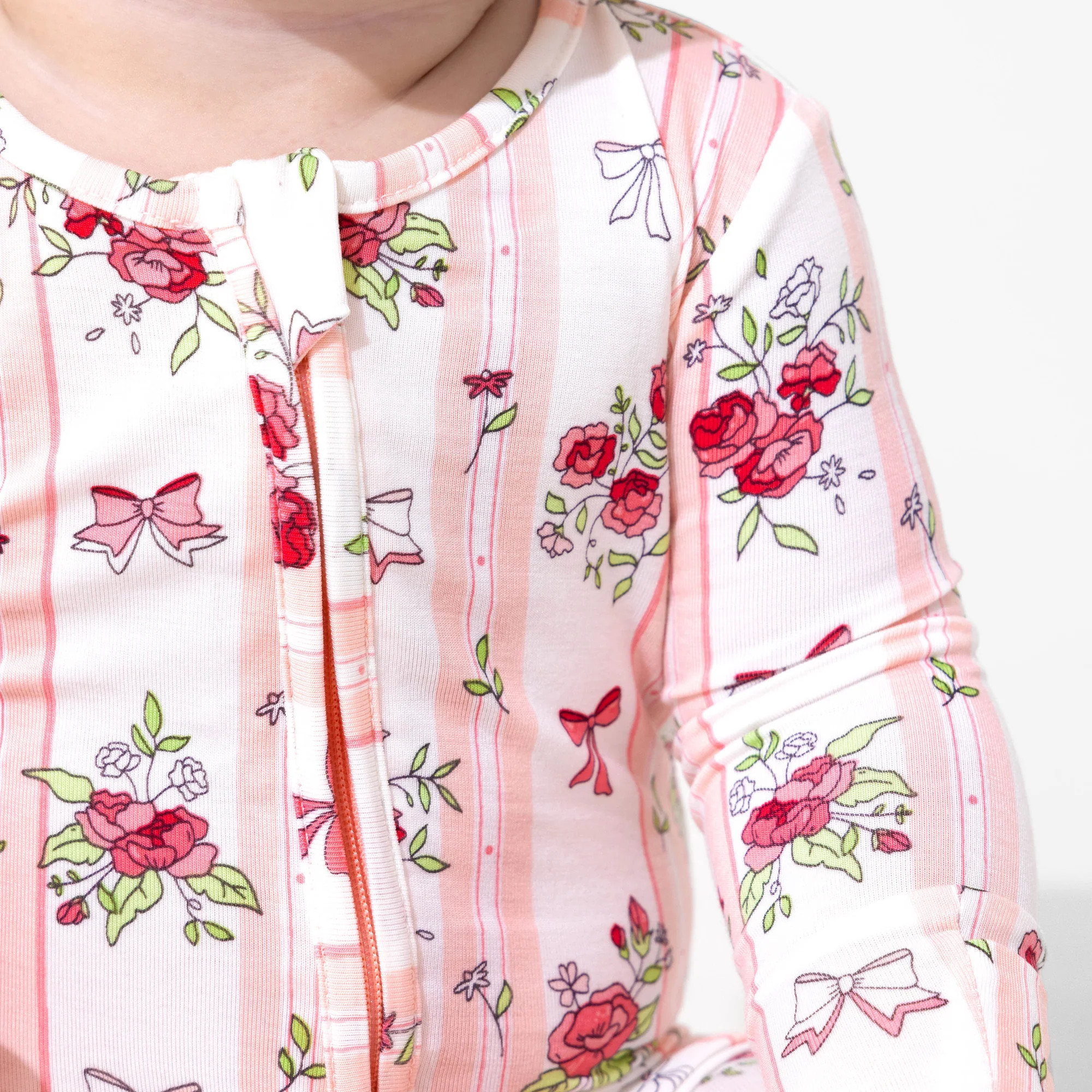 Floral Stripes Bamboo Convertible Footie | Bellabu Bear