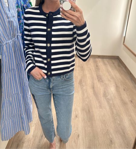 Super sweet striped cardigan! Love the gold buttons. Feels so special and feminine, yet casual! 