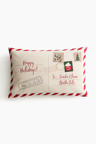 H & M - Printed cotton canvas cushion cover - Beige | H&M (UK, MY, IN, SG, PH, TW, HK)