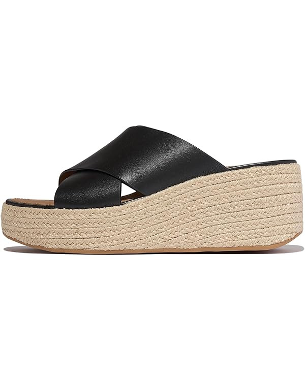 FitFlop Women's PLATFFORMS Espadrille Leather Wedge Cross Lightweight Slides with CushX Comfort T... | Amazon (US)