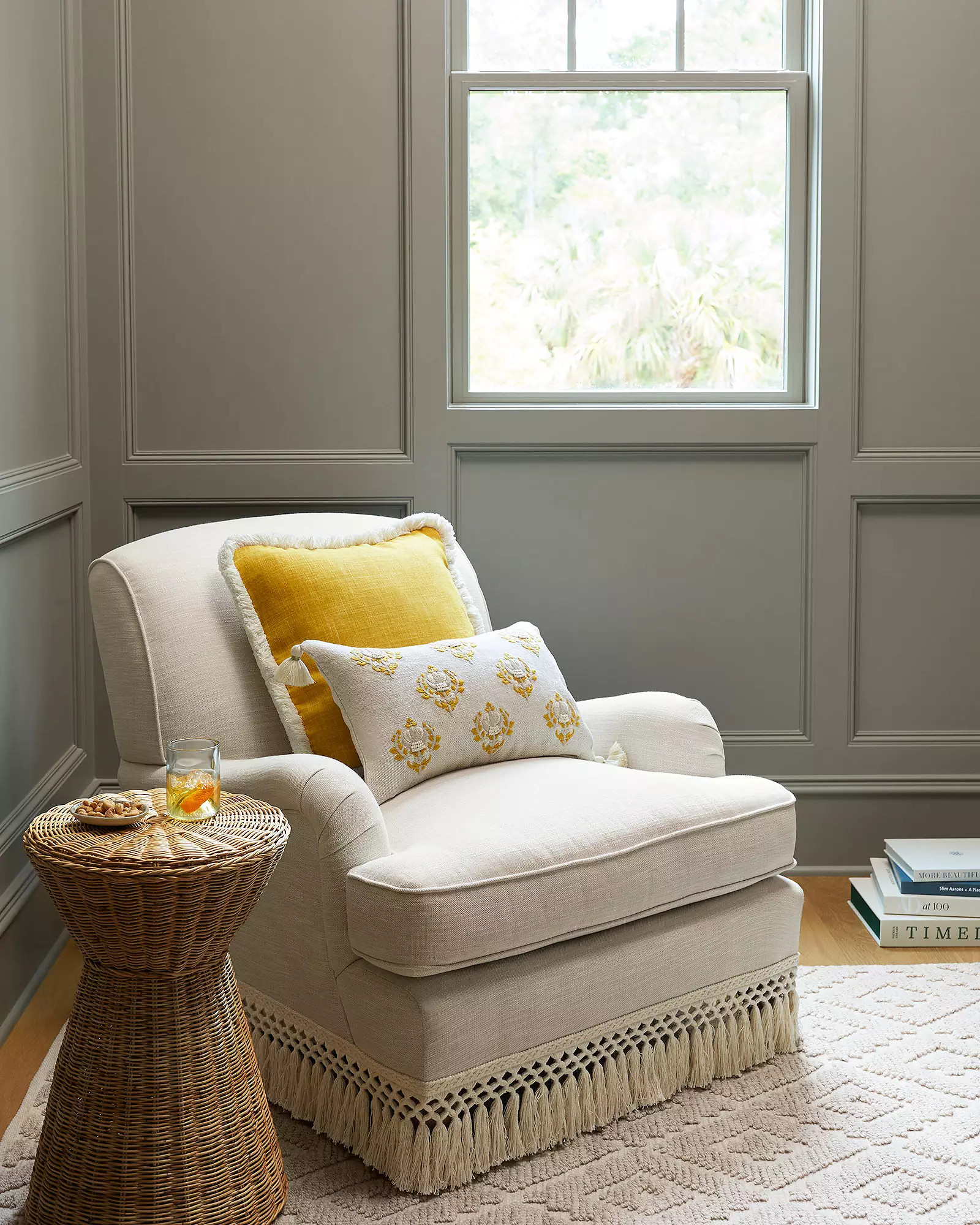 Miramar Fringed Chair - Perennials Chalk Basketweave | Serena and Lily