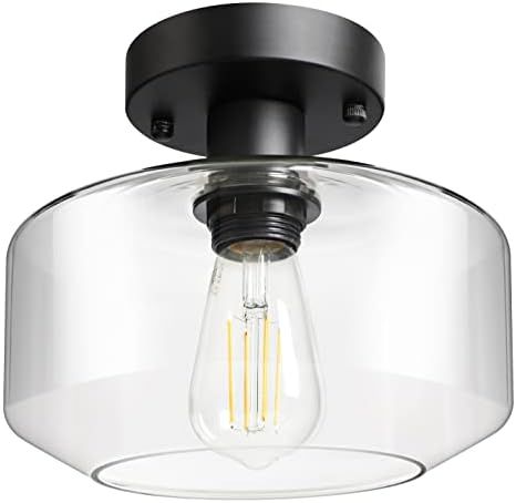 Ascher Industrial Ceiling Light Fixture, E26 Semi-Flush Mount Ceiling Light with Clear Glass Shade f | Amazon (US)