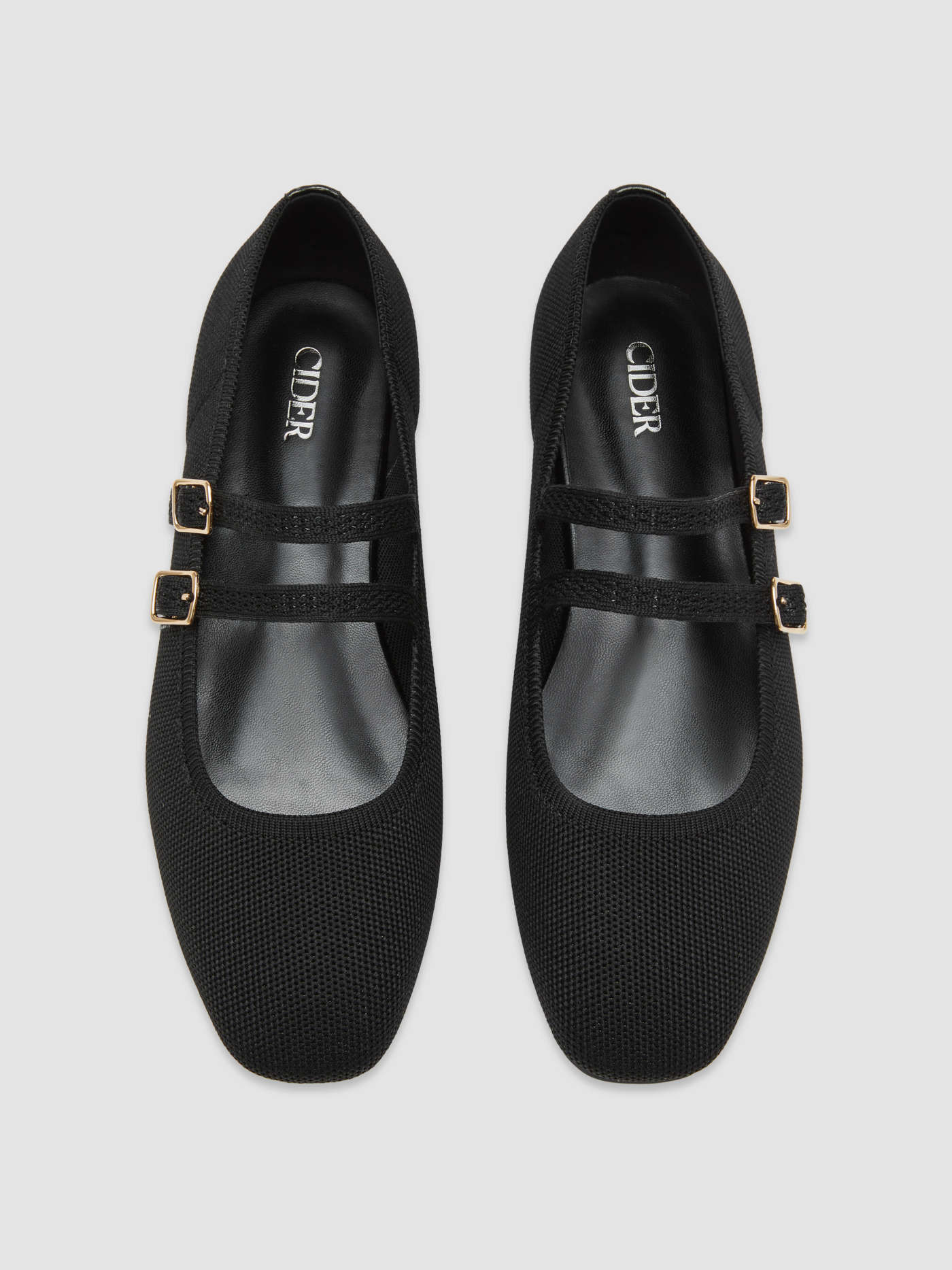 DOUBLE STRAP KNITTED MARY JANE FLATS | Cider