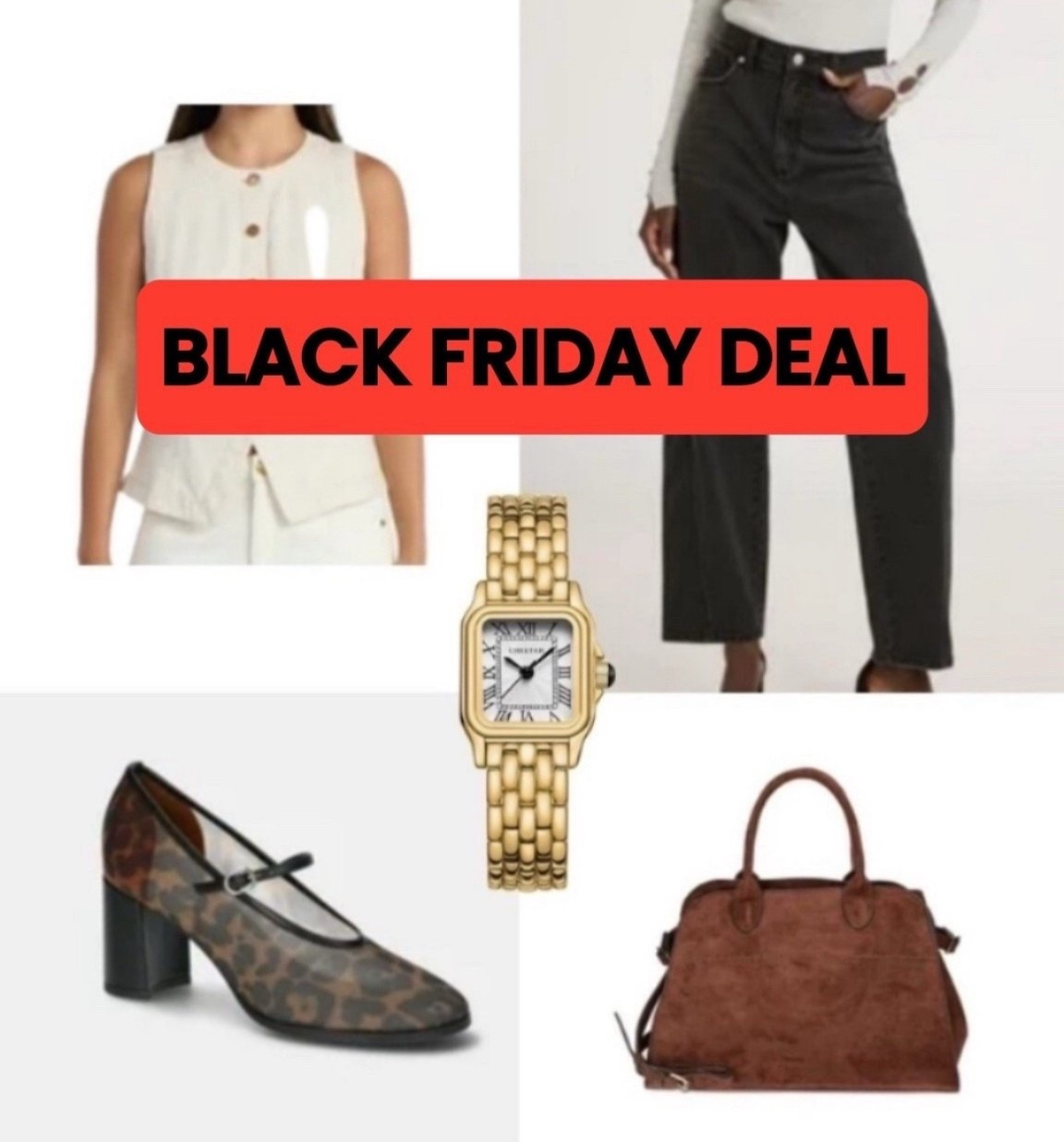 BLACK FRIDAY DEAL! Black barrel jeans, crisp white denim vest, leopard mesh heels = the effortless chic pairing I didn’t know I needed 😍 Added a gold watch & suede purse because… elevated basics always win the day. ✨

Black Friday + Cyber Monday carts are about to be STACKED ⚡️🌪️ Perfect for Christmas gifts or stocking stuffers!

#LTKCyberWeek #LTKGiftGuide

#LTKSaleAlert