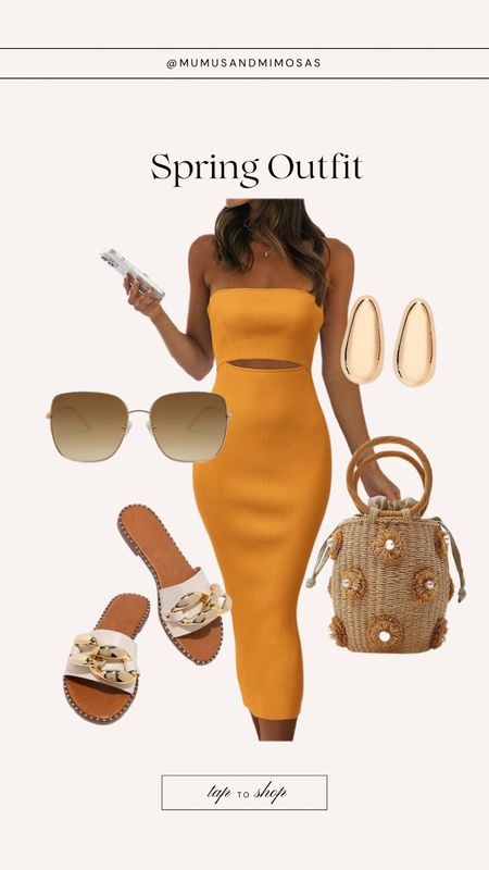 Fun colorful spring outfit
Bodycon midi dress
Beachy woven bag
Amazon 

#LTKtravel #LTKSeasonal #LTKfindsunder50