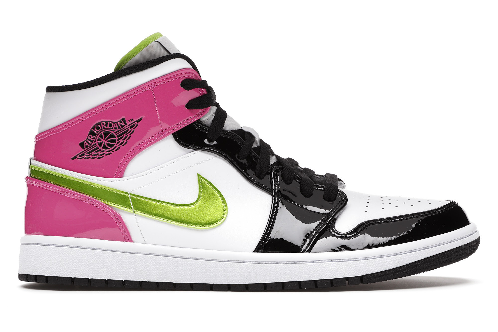 Men's Jordan 1 Mid Pink Sneakers in White/Black/Cyber | StockX