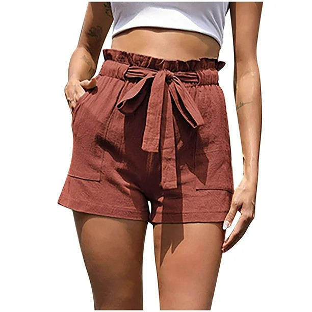Women's Dressy Summer Shorts Trendy Ruffle Tie Waist Shorts Casual Loose Fit Beach Lounge Shorts ... | Walmart (US)