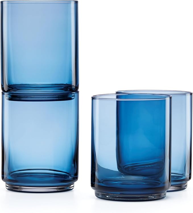 Lenox 894462 Tuscany Classics Stackable 4-Piece Tall Glasses, Blue, 14 oz | Amazon (US)