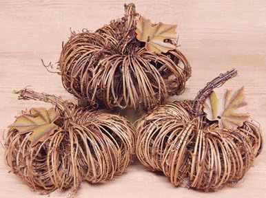 Natural Woven Grapevine Twig Pumpkin Metal Leaf Country Primitive Harvest Holiday Décor | Amazon (US)