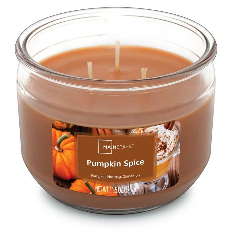 Mainstays 11.5oz 3-Wick Jar Candle, Pumpkin Spice | Walmart (US)