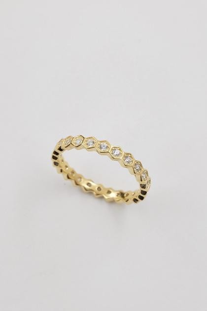 ROSALIE 14K Gold Plated s925 Crystal Hexagon Ring // 3 Sizes Available | J. Bubs