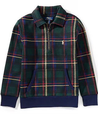 Polo Ralph Lauren Big Boys Long-Sleeve Collared Plaid Fleece Sweatshirt | Dillard's | Dillard's