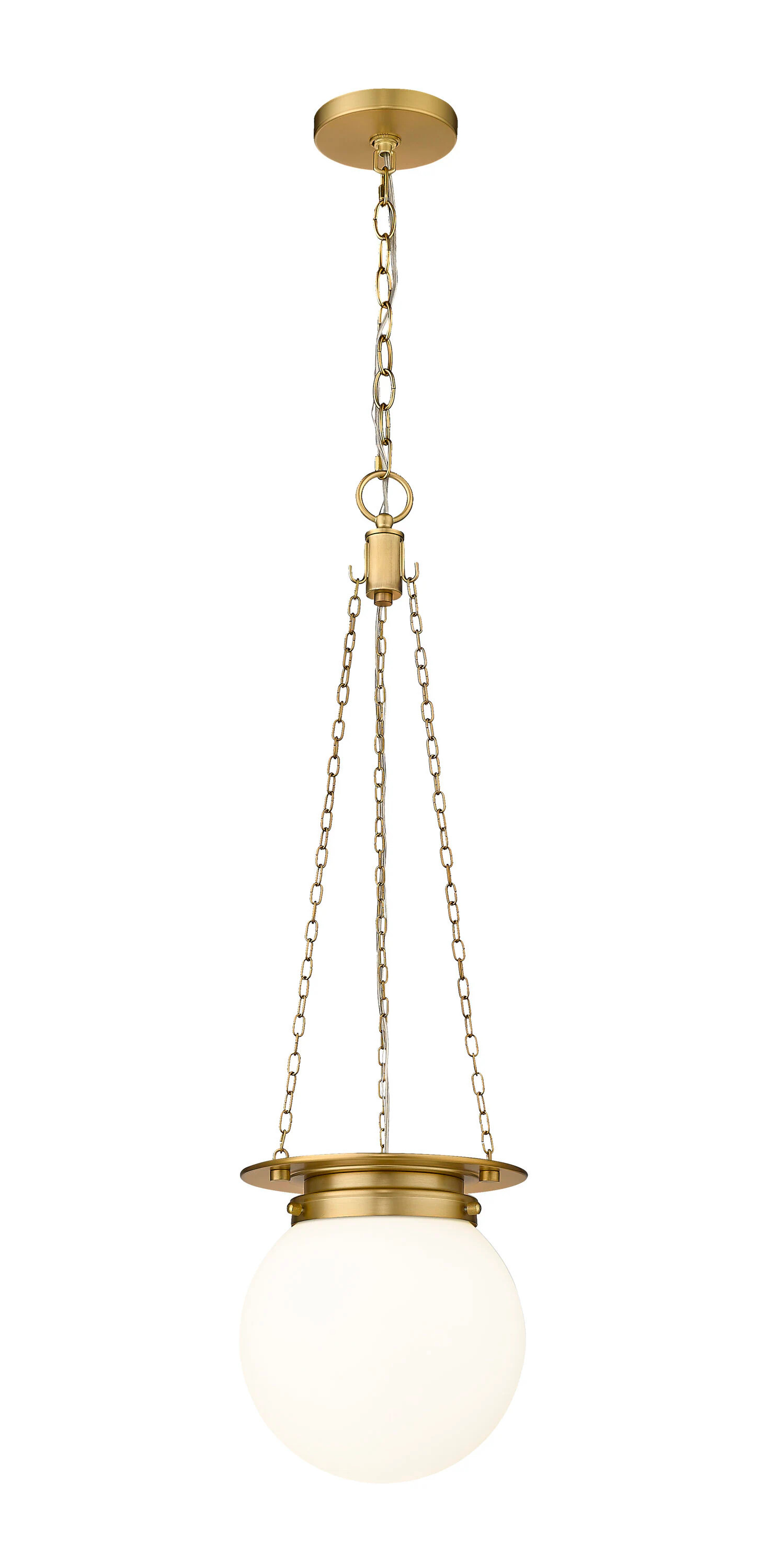 Z-Lite Calhoun 1 -Light Heritage Brass Transitional White glass Lantern Mini Hanging Pendant light | 7505P9-HBR | Lowe's