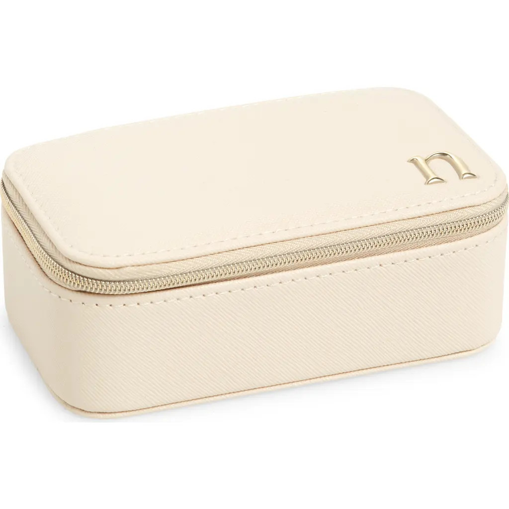 Nordstrom Initial Rectangular Jewelry Box in N- Cream- Gold at Nordstrom | Nordstrom