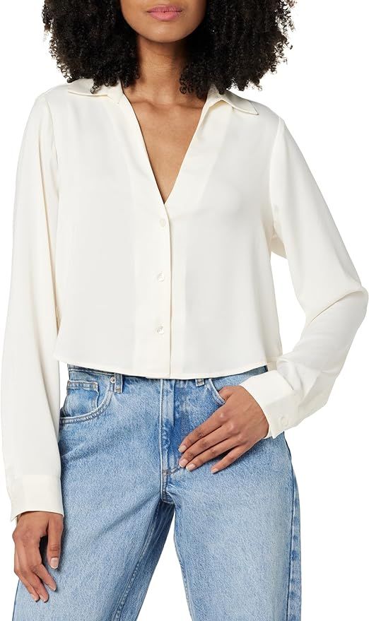 The Drop Women's Harlow Silky Cropped Blouse | Amazon (US)
