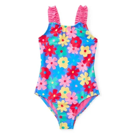 Wonder Nation Girls One Piece Swimsuit with UPF 50+, Sizes 4-18 & Plus | Walmart (US)