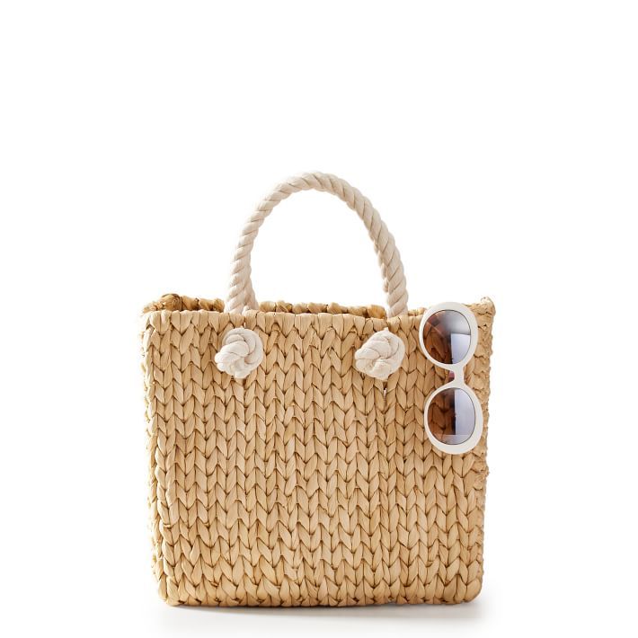 Handwoven Straw Tote With Rope Handle, Natural | Mark and Graham