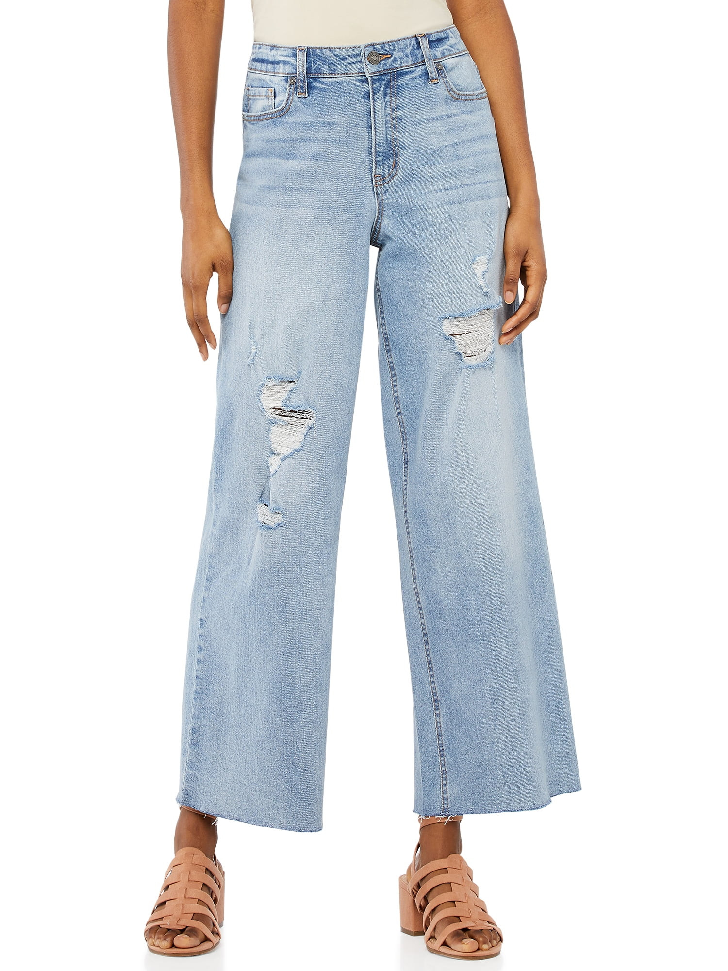 Scoop Women’s Hi-Rise Wide Leg Crop Jeans | Walmart (US)