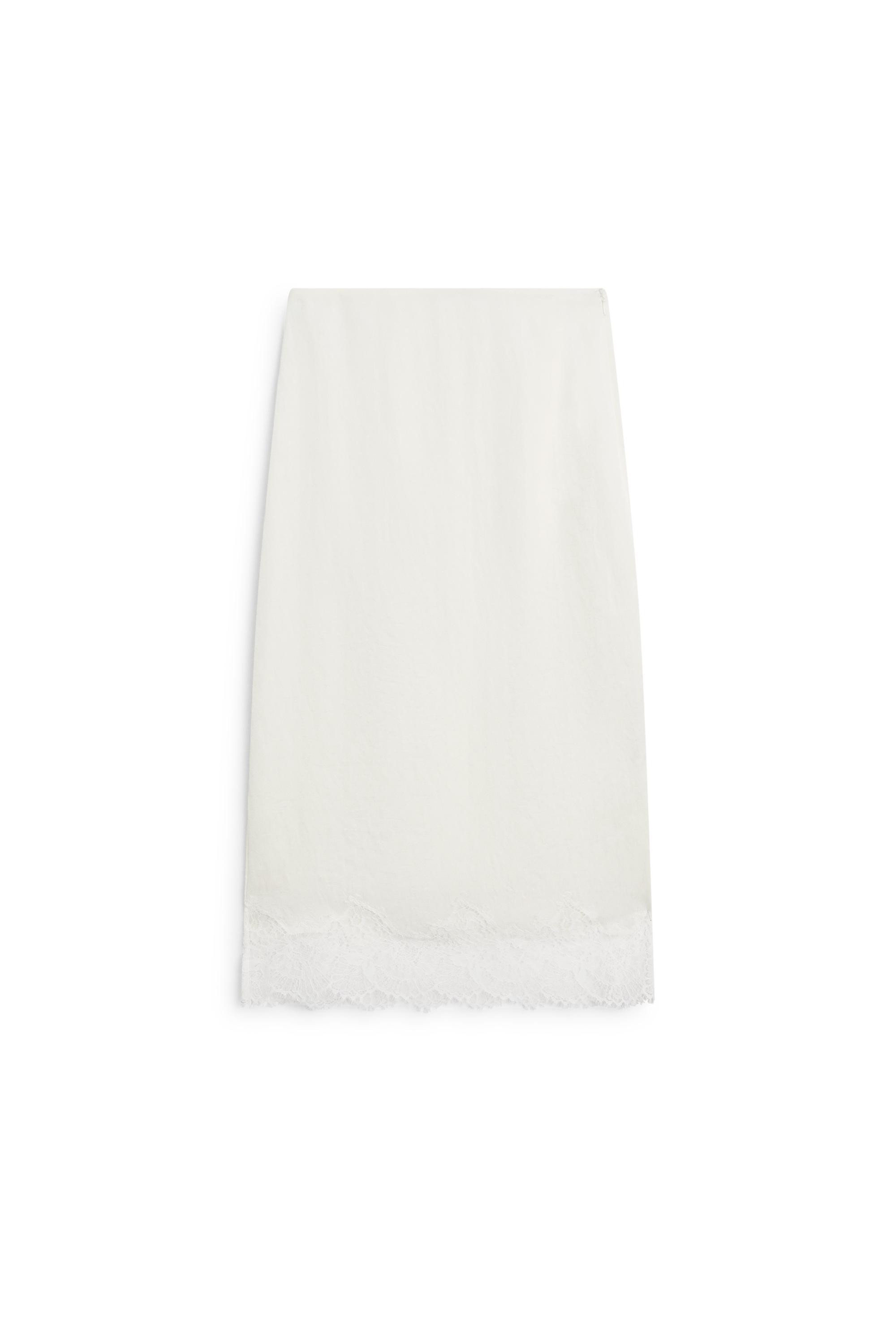 Flowing midi skirt with lace detail - WHITE | Massimo Dutti UK