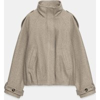 Zara - Bomber Jacket With Tabs - Light Beige - S - Woman | Zara US