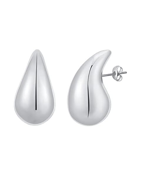 Aucuu Chunky Gold Hoop Earrings For Women, Lightweight Waterdrop Teardrop Earrings, Thick Plated ... | Amazon (UK)