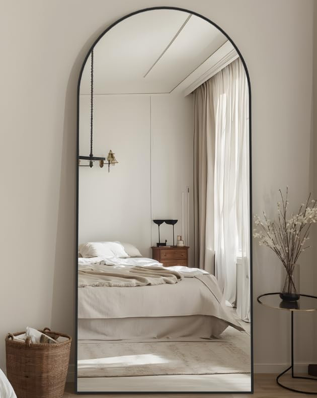 Full Length Mirror, 71"x28" Arched Floor Mirror Freestanding, Floor Standing Full Body Mirror wit... | Amazon (US)