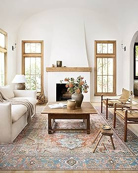 Loloi Loren Collection LQ-15 Terracotta/Sky 7'-6" x 9'-6" Area Rug | Amazon (US)