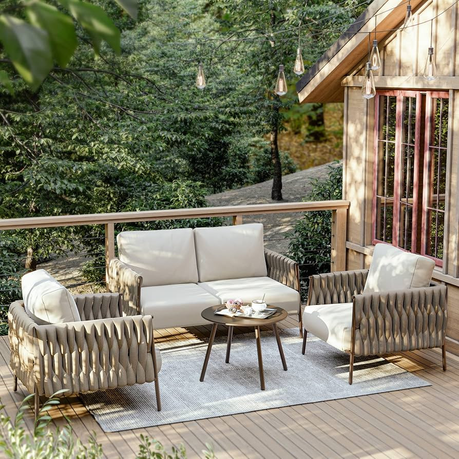 EAST OAK Life Chatter 4 Pieces Patio Furniture Set, Outdoor Furniture with Coffee Table, Patio Co... | Amazon (US)