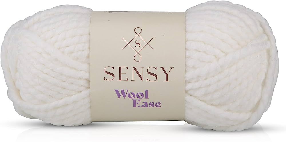 Sensy Wool Ease Yarn, 3.5 oz, 66 Yards, Gauge 6 Super Bulky (White) | Amazon (US)