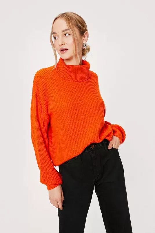 Knitted Turtleneck Relaxed Long Sleeve Sweater | Nasty Gal (US)