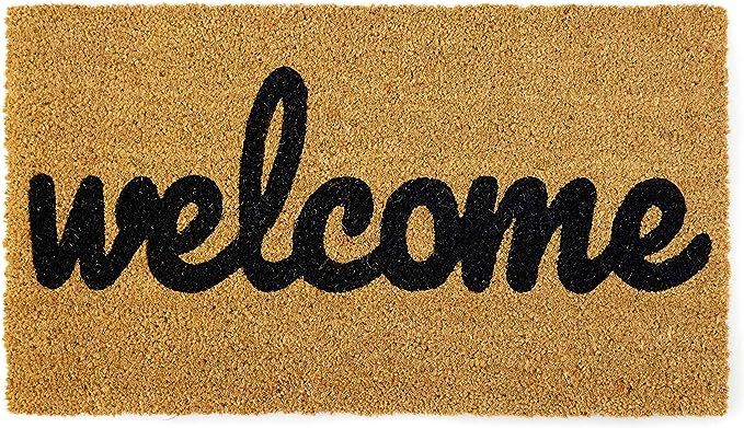 Welcome mat | Doormat for Front Door | Entryway Outdoor Floor mat | Cursive Welcome mat | Natural... | Amazon (US)