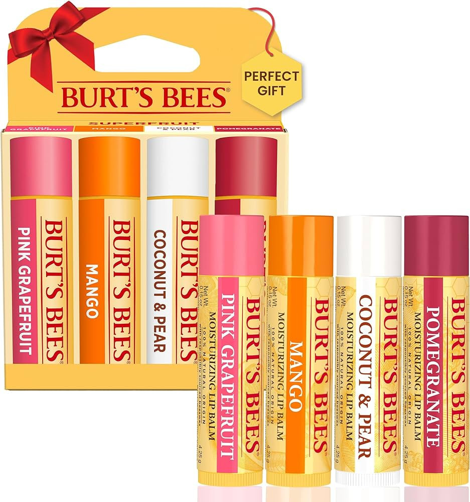 Burt's Bees Lip Balm Stocking Stuffers, Moisturizing Lip Care Christmas Gifts, SuperFruit - Pomeg... | Amazon (US)