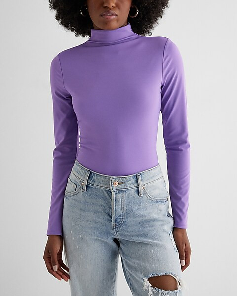 Body Contour High Compression Mock Neck Long Sleeve Bodysuit | Express