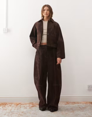 Reclaimed Vintage real suede co-ord in chocolate brown | ASOS (Global)