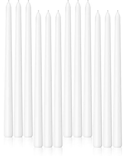 White Taper Candles, 12 Inch Set of 12, Unscented, Dripless, Smokeless, 9 Hours Long Burning, Hand Poured Tall Tapered Candlesticks Wedding Advent Home Decor Dinner | Amazon (US)