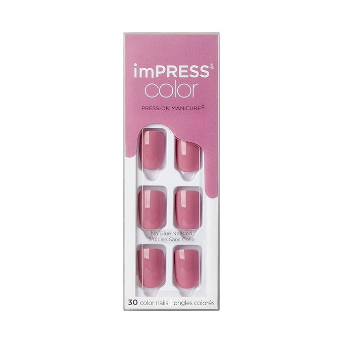 KISS imPRESS Color Press-On Nails, Gel Nail Kit, PureFit Technology, Short Length, “Petal Pink... | Amazon (US)