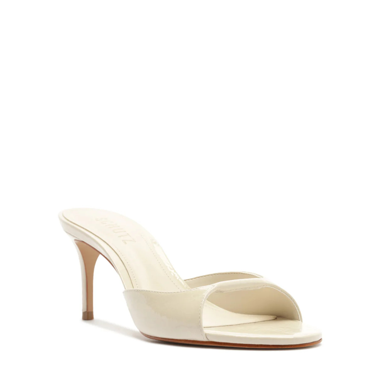 Arlette Mule Patent Leather Sandal in Sugar White | Over The Moon