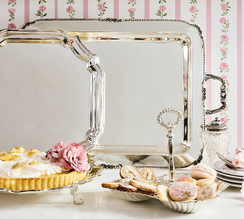 LoveShackFancy Silver Champagne Serving Tray | Pottery Barn (US)