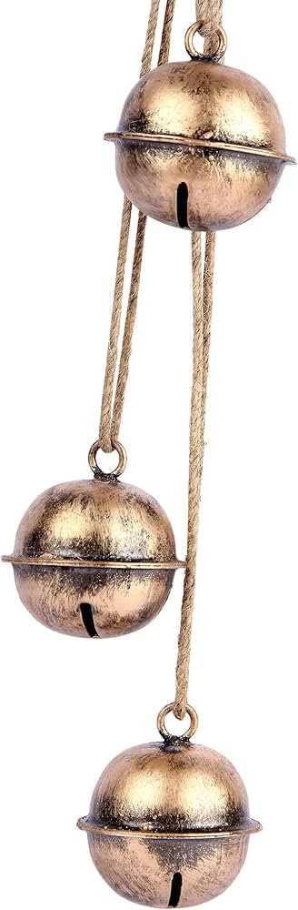 Decorative Metal Hanging Bells | Tibetan Inspired Rustic Wind Chime with Jute Rope | Antique Bron... | Amazon (US)