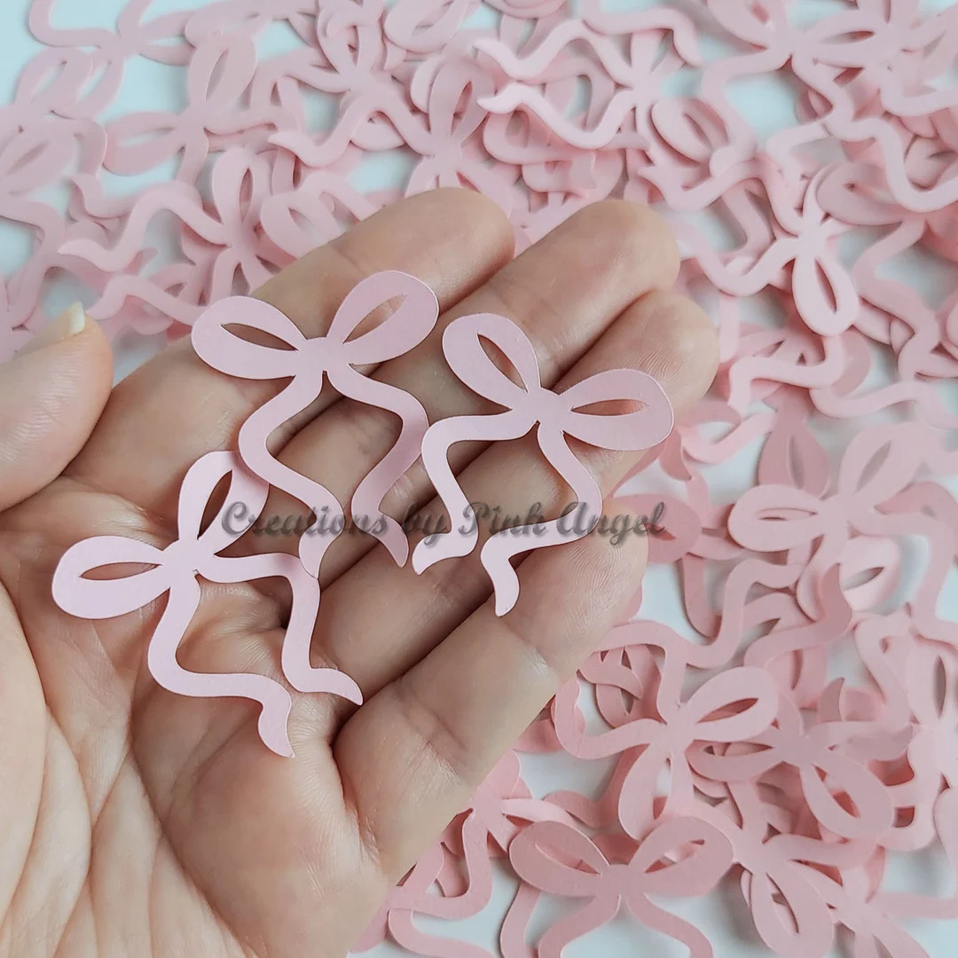 50PCS Pink Bow Confetti for Bridal Shower or Bachelorette Party, She's Tying the Knot, Pink Bow C... | Etsy (US)