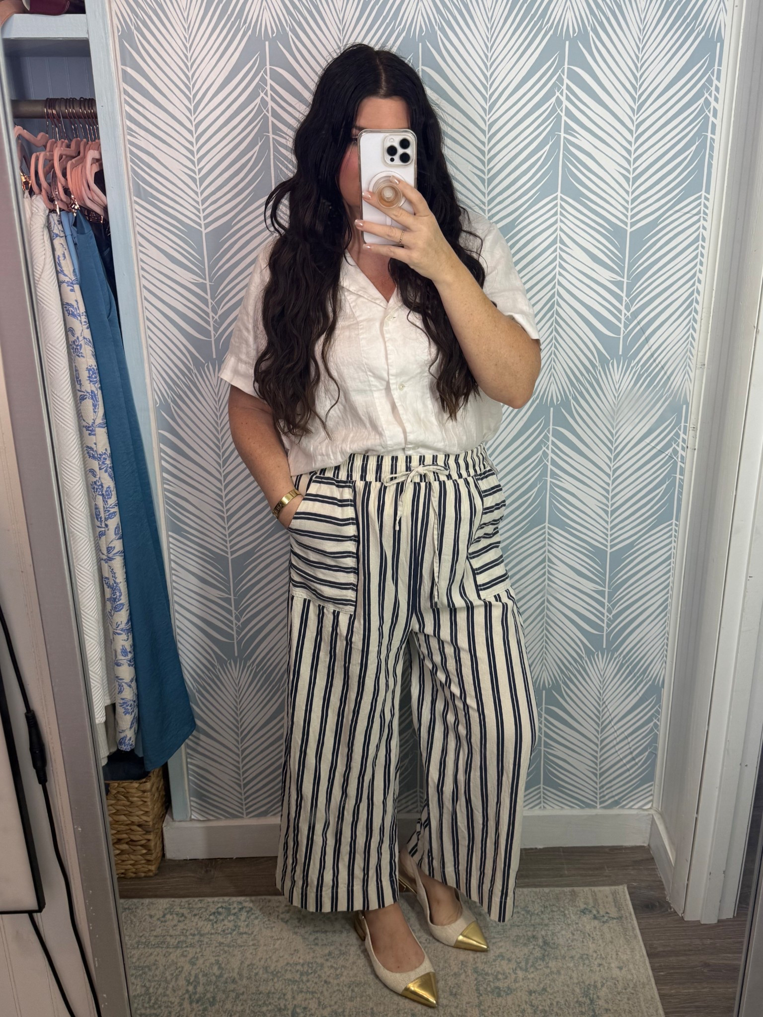 Work wear — linen and stripe pants 

#LTKWorkwear #LTKMidsize #LTKOver40