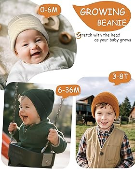 ROYBENS 100% Cotton Baby Beanie Cute Toddler Winter Hat Boys Girls Kids Soft Warm Knit Cuffed Cap... | Amazon (US)